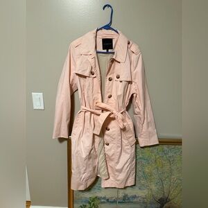 Talbots Blush Pink Belted Trench Coat Womens XL Classic Spring Jacket